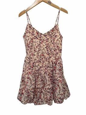 American Eagle Outfitters Cream Mini Dress with Red & Black Floral Print